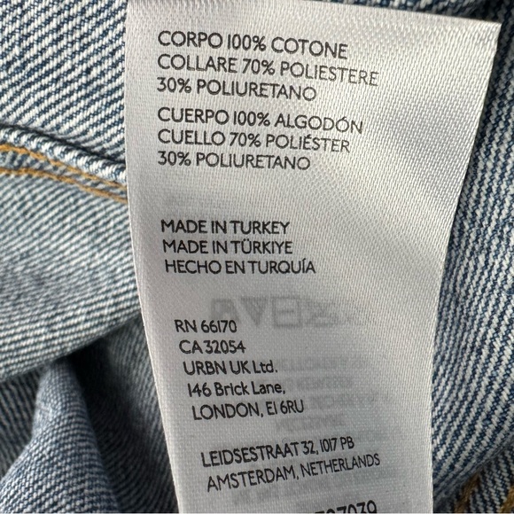 Anthropologie Pilcro Weston Faux-Leather Collar Denim Boyfriend Jacket Medium - Picture 10 of 10